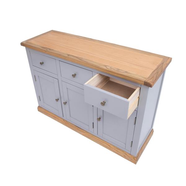 Cabinet Bits Biccari Grey 3 Drawer 3 Door Sideboard Brass Knob
