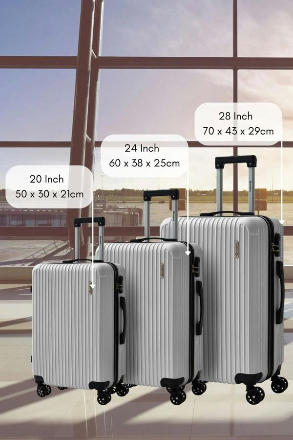 Groundlevel Cosmic Hard Shell 3 Piece Suitcase Luggage Set - Silver
