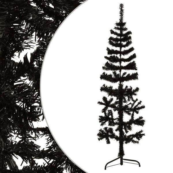 Berkfield Slim Artificial Half Christmas Tree with Stand Black 120 cm
