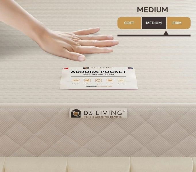 DS Living Sanctuary Gel Enhanced 1000 Pocket Sprung Hybrid Mattress - 4ft6 - Double - Aurora by DS Living