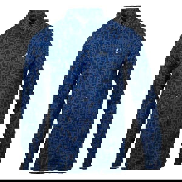 Fred Perry Mens All Over Logo Long-Sleeved Shirt - Cobalt - 