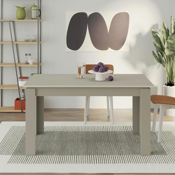 Decortie Tolmen Dining Table Rectangular Extendable Table Up to 6 Seater Modern Kitchen Table 140Wcm Living Room Sandstone