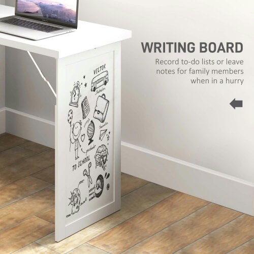 Wyld Haus Larono 98cm White 3 Section Work Desk With Writing Board And Storage
