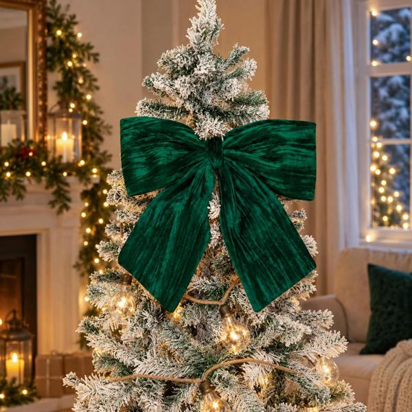 Samuel Alexander 44cm x 45cm Emerald Green Velvet Christmas Bow