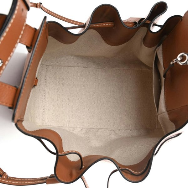 Loewe canvas and tan leather drawstring hammock bag