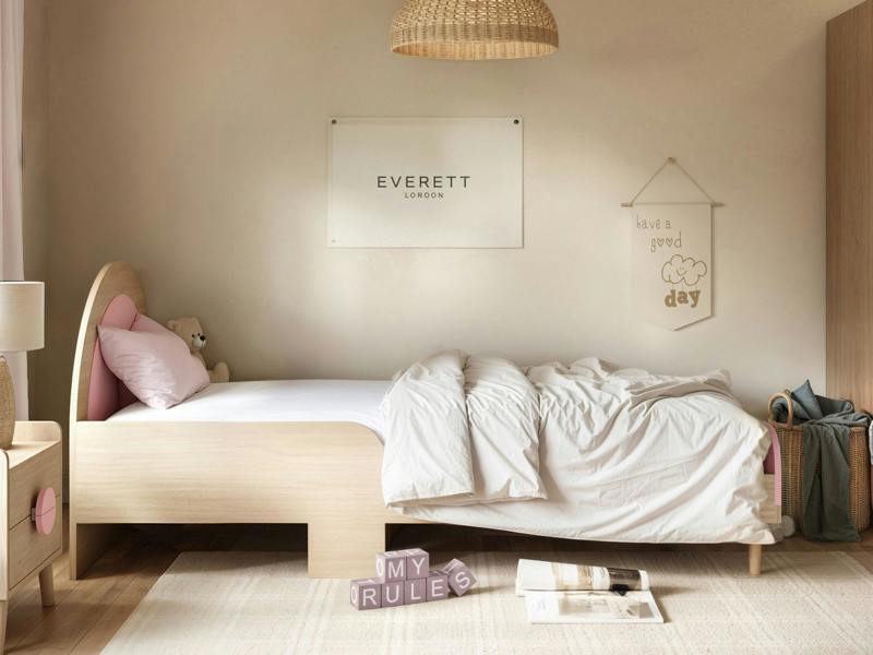 Flair Noah Single Curved Headboard Bed Oak