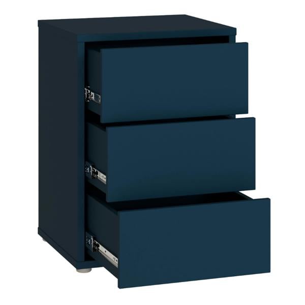 Furniture To Go Alice Springs Bedside Cabinet with 3 Drawers Push-to-Open in Night Blue