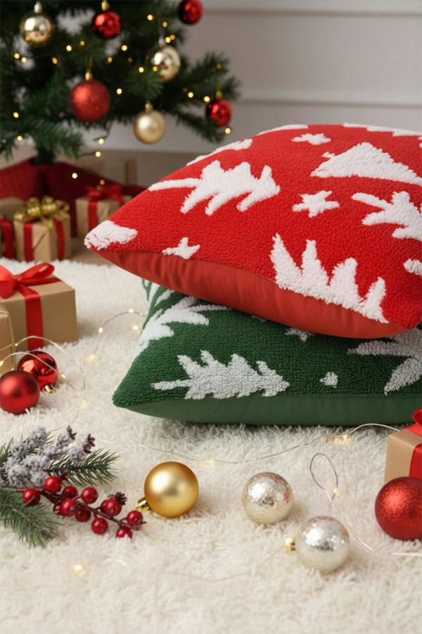 Living and Home 2Pcs Christmas Theme Decorative Throw Pillows