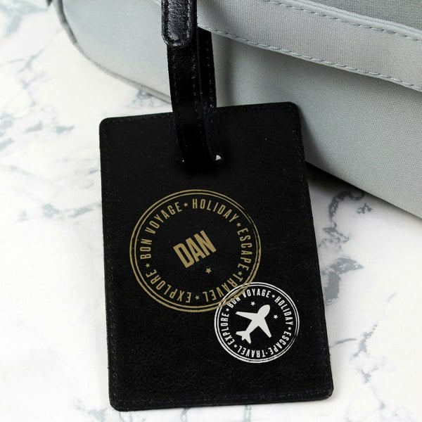 Personalised Memento Company Personalised Stamped Black Luggage Tag