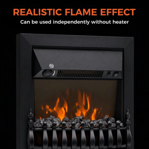 HOMCOM Electric Fireplace Stove Freestanding and Inset, 1000W/2000W, Black