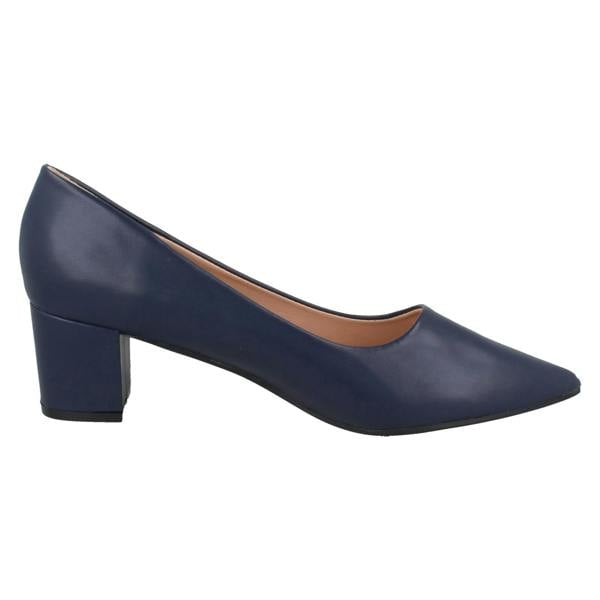 Spot On Ladies Spot On Mid Block Heel Pointed Toe Court Shoes F90127