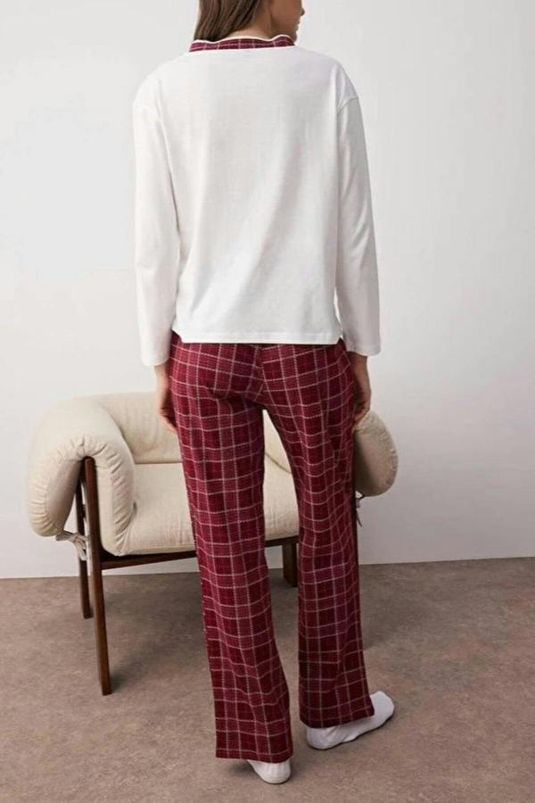 WOVCOR 2-Piece 100% Cotton Argyle Knit Pajama Set