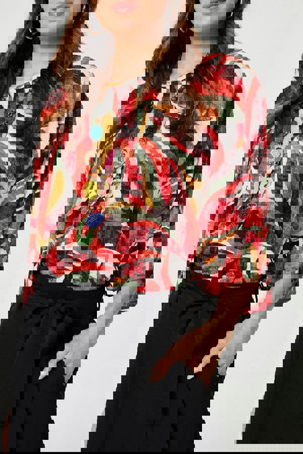 Izabel London Printed Oversized Top with Necklace