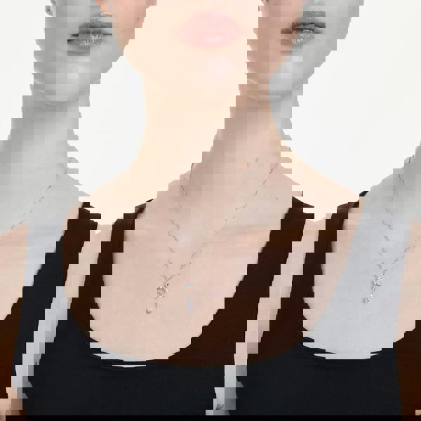 Swarovski Mesmera Rhodium Plated Pear Cut Zirconia Halo Pendant Necklace 5723146