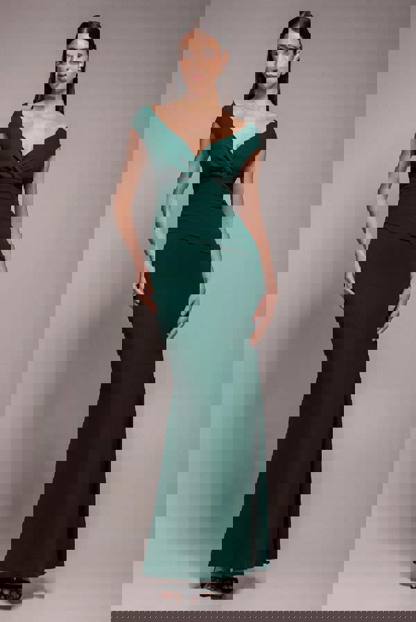Bardot Pleated Maxi Dress - EmeraldGreen DR1092