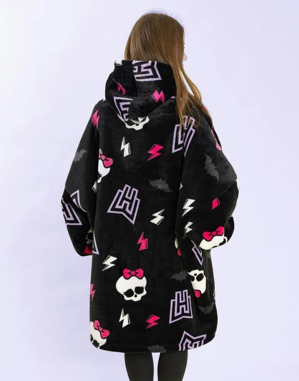 Monster High Womens Multicoloured Skull & Lighting Bolt Blanket Hoodie (One Size)