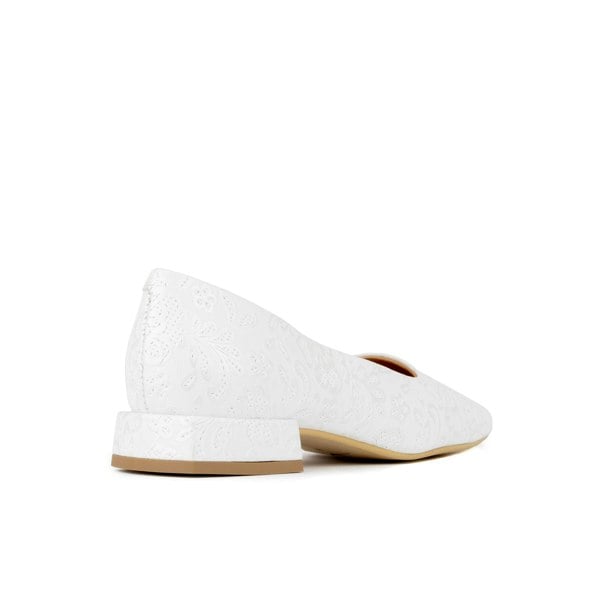 Embassy London Ballerina - Wedding White - Women's low heel leather ballet flat