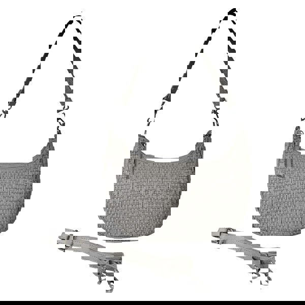 Real Hide Bags 'Wonder Weave' Ice Grey Real Leather Woven Designer Shoulder Crossbody Bag