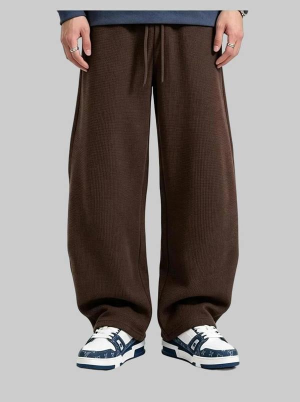 Anniou Men's Loose-fitting Curved Sweatpants - Coffee