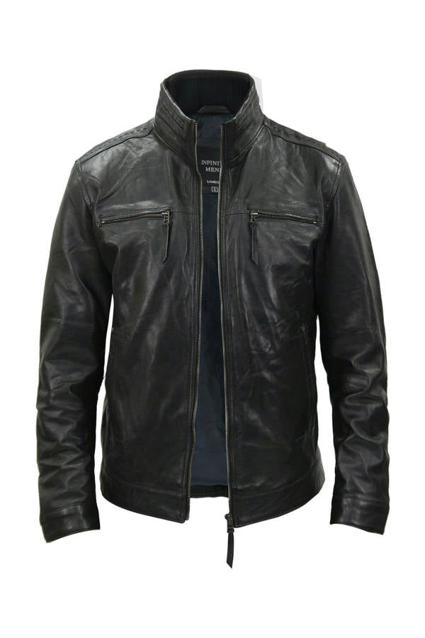 Infinity Leather Mens Classic Leather Biker Jacket-Caracas