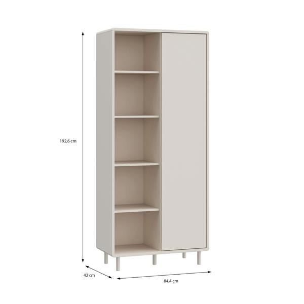 Furniture To Go Playly Tall Storage Cabinet with Door/Open Shelving in Sand