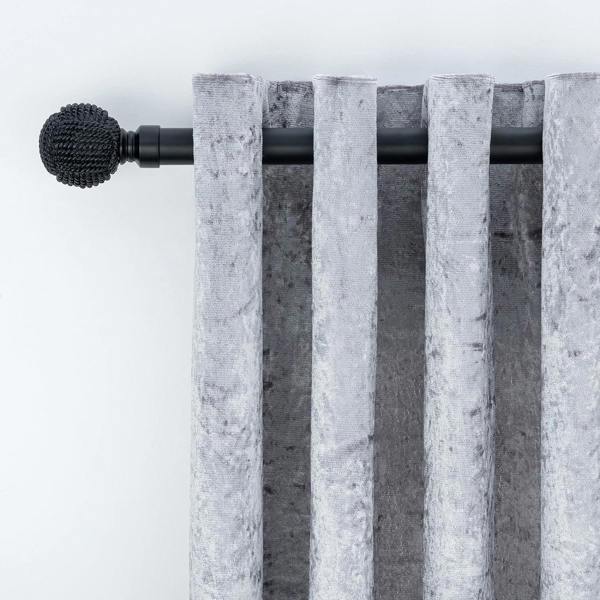 A.Unique Home Knotted Ball Extendable Curtain Pole (25/28mm) (Matte Black,180cm - 340cm)