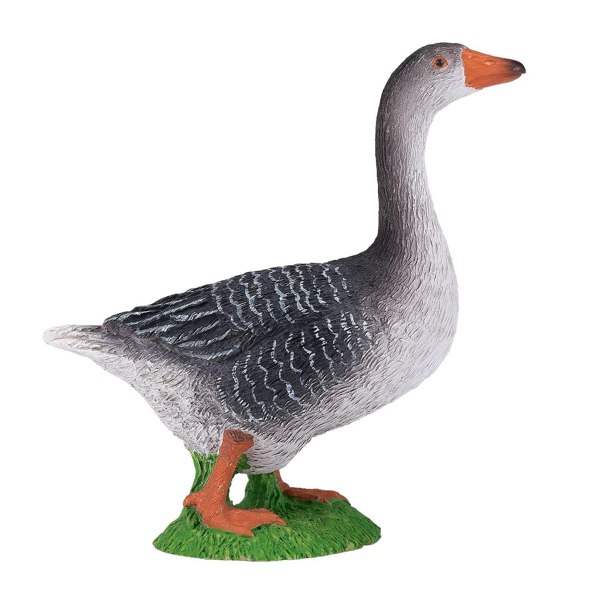 Mojo Fun Goose Grey Farmyard Toy Figure 8 cm Height Approx - 381039