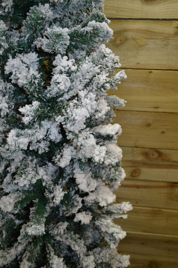 Samuel Alexander 6.5ft (2m) Premier Snow Flocked PVC Spruce Pine Slim Christmas Tree in Green