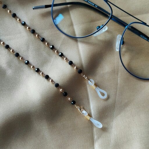 The Colourful Aura Black Beaded Sunglass Reading Eyeglass Lanyard Detachable Chain