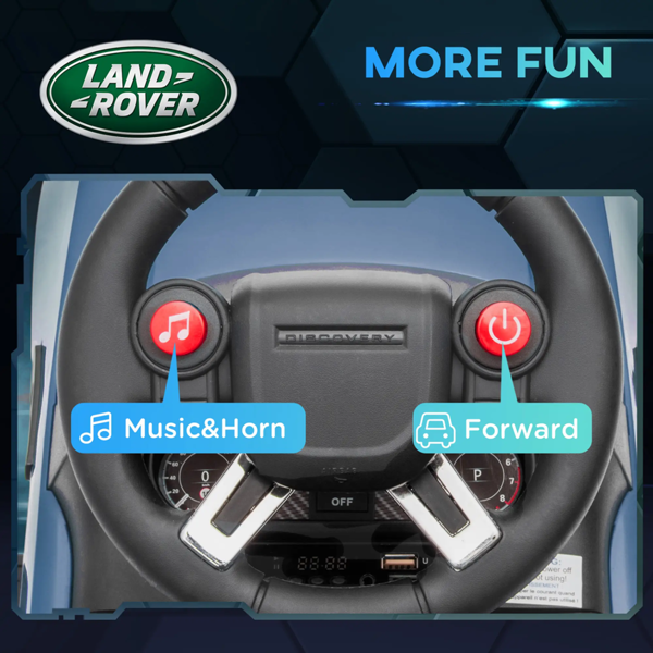 2-in-1 Land Rover Licensed 6V Kids Electric Ride On Car, Sliding Car w/ Headlights, Music, for 18-60 Months, Light Blue