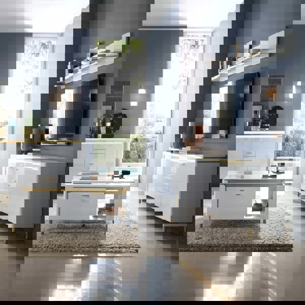 Furniture To Go Lazio TV Cabinet 2 Door 3 Drawer in Alpine White/White Gloss