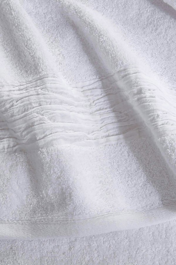 Lazy Linen Turkish Cotton With Linen Blend Insert Border 600gsm 2 Piece Towel Bale - White