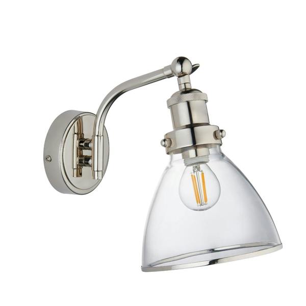 Pagazzi Lighting Brunswick Polished Nickel & Glass Wall Light