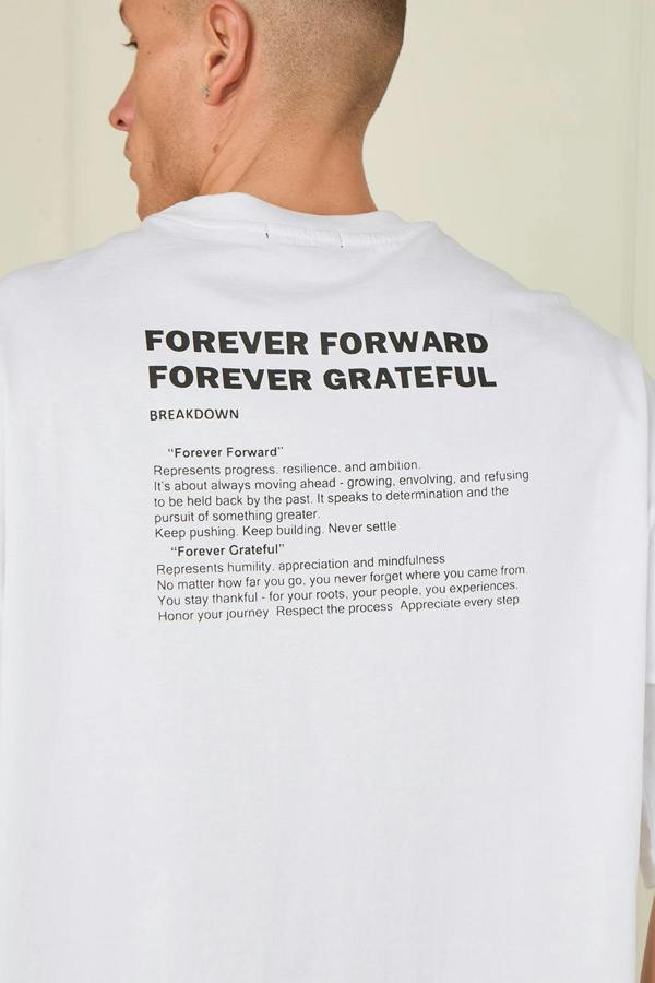 Men’s Oversized Heavyweight T-Shirt – “Forever Forward. Forever Grateful.” - White