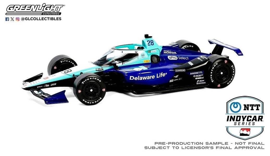 MCSlots Marcus Ericsson #28 2024 Indycar Andretti Autosport 1:18 Scale Greenlight 11244