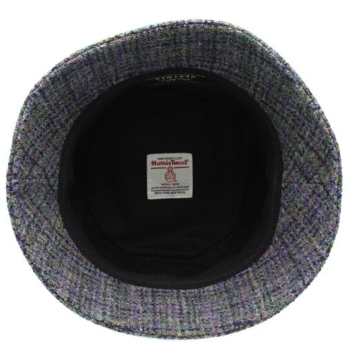 Heather Hats & Accessories Harris Tweed Wide Brimmed Bucket Hat, Cotton Lining, Outdoor Wear, Thistle Lavender