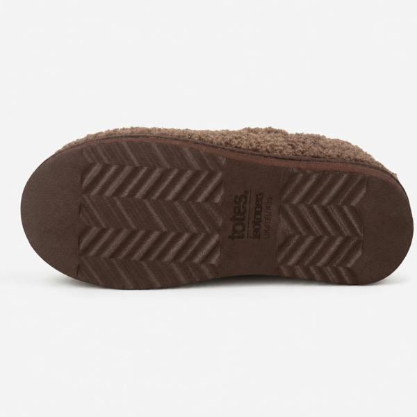 Totes BORG BOOTIE WITH BACK TAPE DETAIL Slipper Boots Slipper Boots   in  Brown