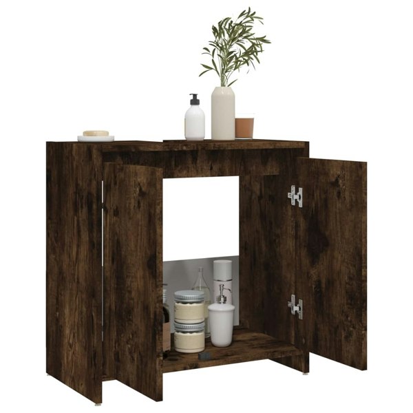 Berkfield Bathroom Cabinet Smoked Oak 60x33x61 cm Engineered Wood