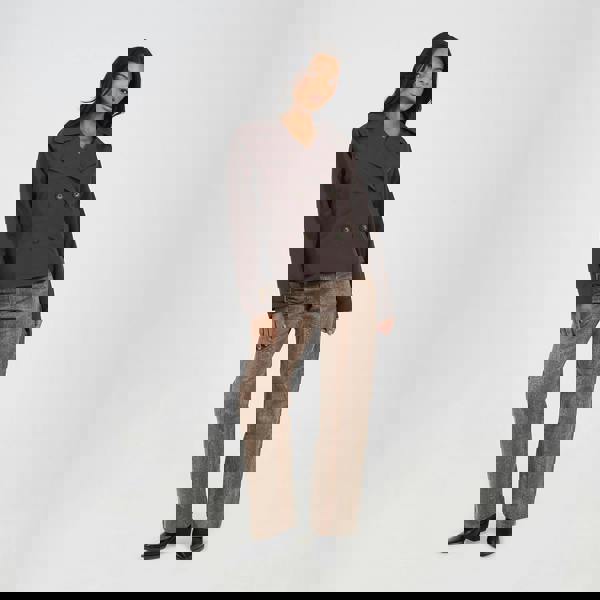 Brave Soul Chocolate Double Breasted Short Trench Coat - Chocolate Image 3