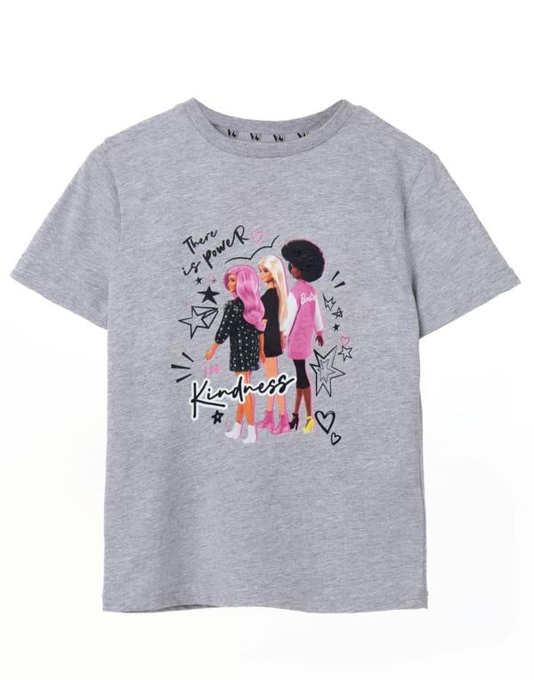 Barbie Girls Grey Doodle Group Pose Short Sleeved T-Shirt