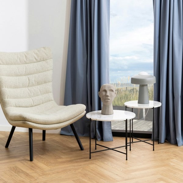 Furniture To Go Avila Side Table with White Marble Top 52x40cm