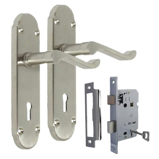 EDH Door Hardware Epsom Door Handle - Satin Nickel Internal Bathroom Door Handles - 170mm x 42mm