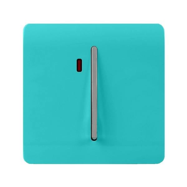 Trendi Switch 1 Gang 45 Amp Cooker Switch with Neon in Bright Teal