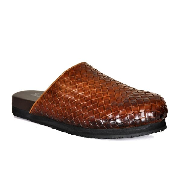 Lorenzo Handmade Woven Mules - Brown