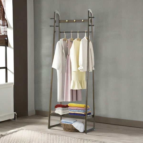 Rafaelo Mobilia Bamboo Walnut Open Clothes Rack