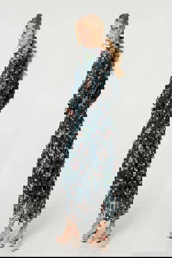 Green | Floral Long Sleeve Relaxed Maxi Dress