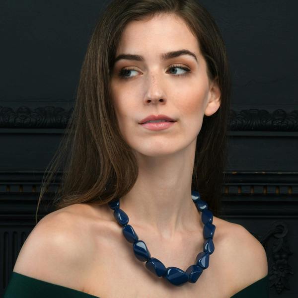 Zavana Twisted Blue Chunky Statement Necklace for Women