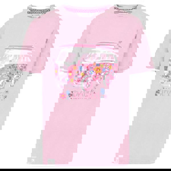 Lazy Jacks Girls Campervan Cotton T-Shirt - Pink