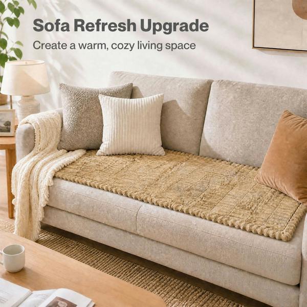 Marlow Corduroy Sofa Cover Pet Friendly Non Slip Washable 70 x 150cm Light Camel