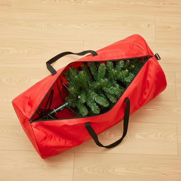 136 x 53cm Christmas Tree Storage Bag, Red Polypropylene with Sturdy Carry Handles image 9
